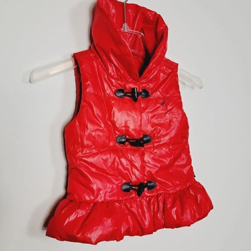 Nautica Red Semi-gloss Nautical Puffer Vest Sz 4T